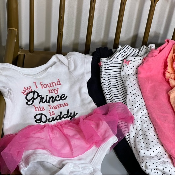 Baby Clothing Set 5 onesies two rompers & swimsuit & tennis shoes nwt 0-3 months - Picture 2 of 5